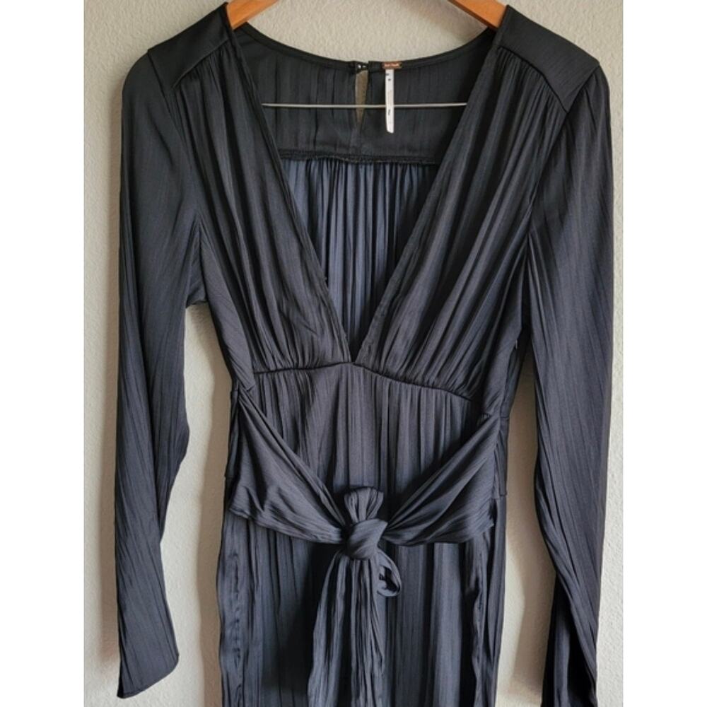 NWT $168 Free People Black Wide Leg V Neck Jumpsuit - Picture 12 of 16